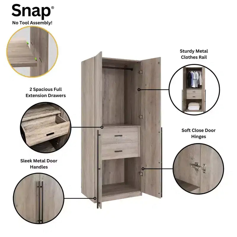 Armoire 2 Portes 5 Étagères Lee Manhattan Comfort