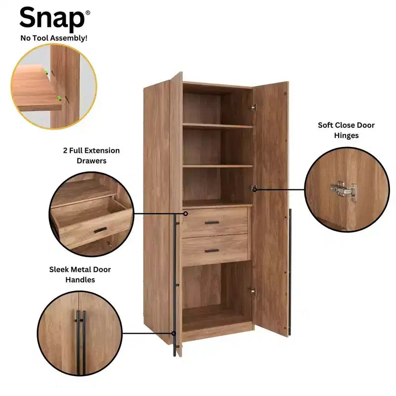 Armoire 2 Portes 5 Étagères Lee Manhattan Comfort