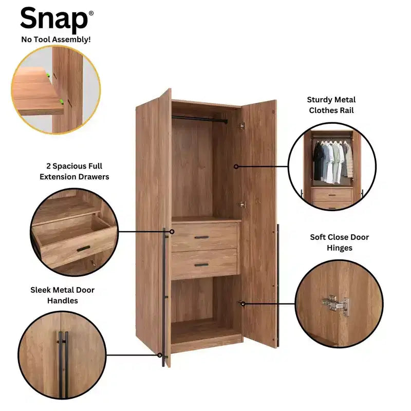 Armoire 2 Portes 5 Étagères Lee Manhattan Comfort