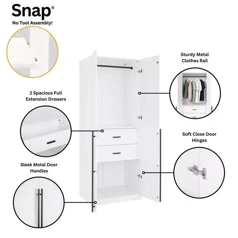 Armoire 2 Portes 5 Étagères Lee Manhattan Comfort