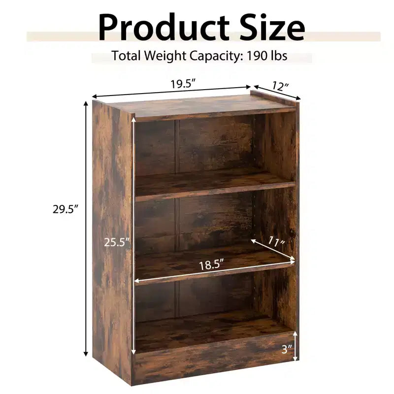 Costway 2 PCS 3-Tier Bookcase Open Multipurpose Display Rack Cabinet with Adjustable Shelves White/Black/Brown