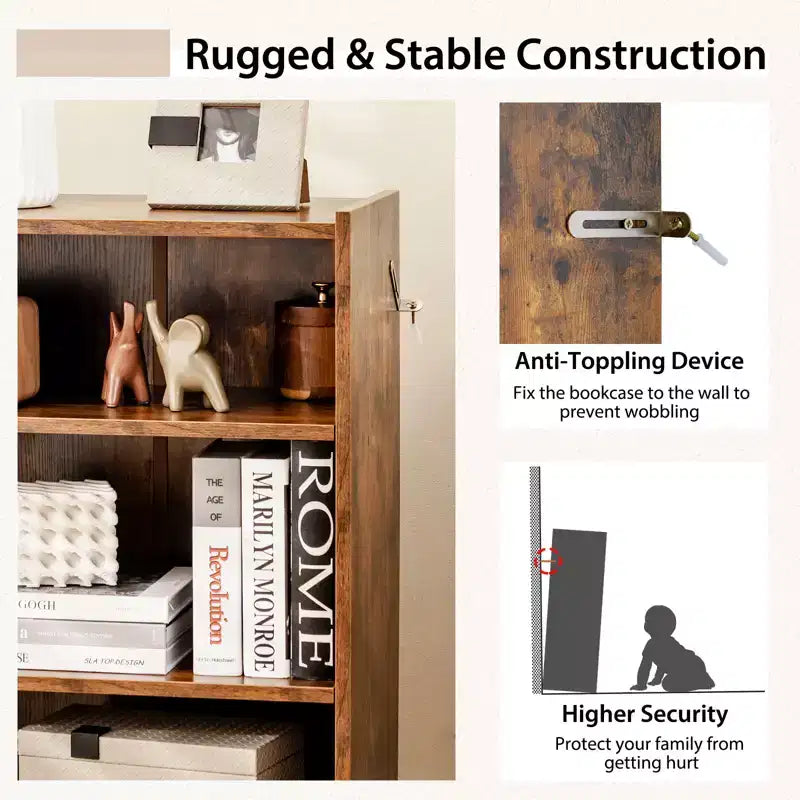 Costway 2 PCS 3-Tier Bookcase Open Multipurpose Display Rack Cabinet with Adjustable Shelves White/Black/Brown