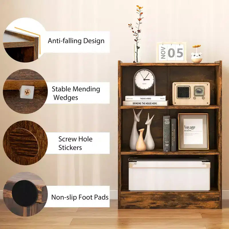 Costway 2 PCS 3-Tier Bookcase Open Multipurpose Display Rack Cabinet with Adjustable Shelves White/Black/Brown