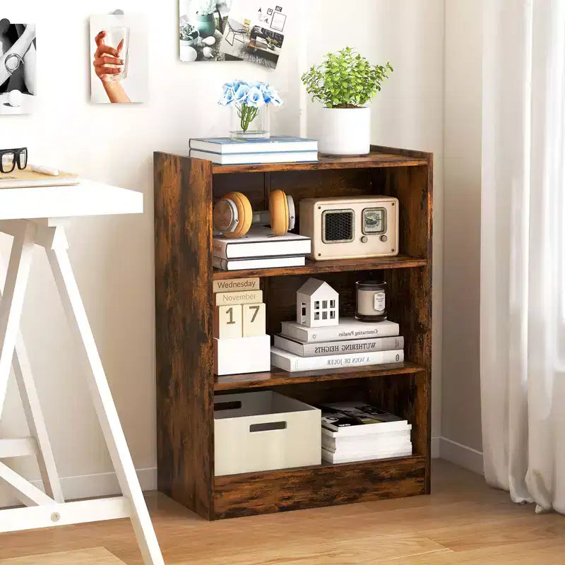 Costway 2 PCS 3-Tier Bookcase Open Multipurpose Display Rack Cabinet with Adjustable Shelves White/Black/Brown
