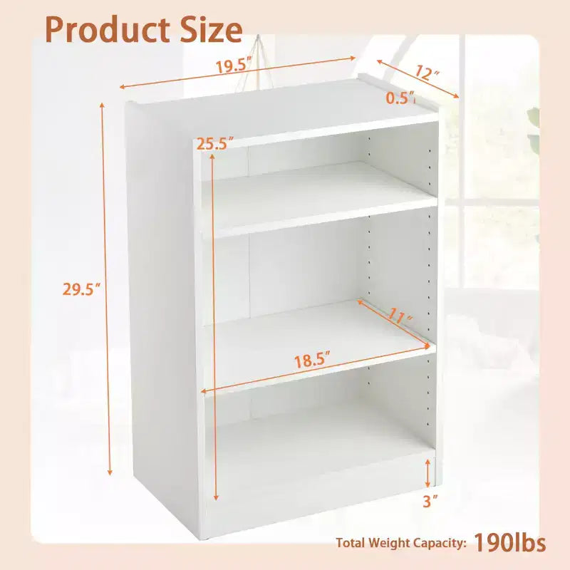 Costway 2 PCS 3-Tier Bookcase Open Multipurpose Display Rack Cabinet with Adjustable Shelves White/Black/Brown