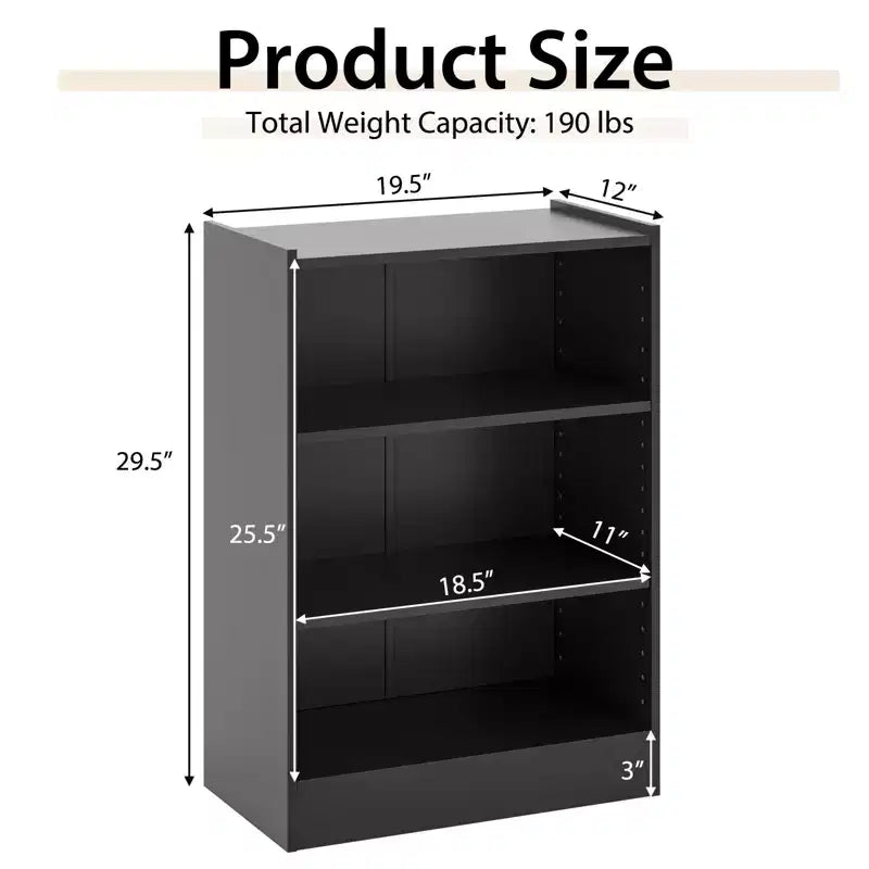 Costway 2 PCS 3-Tier Bookcase Open Multipurpose Display Rack Cabinet with Adjustable Shelves White/Black/Brown
