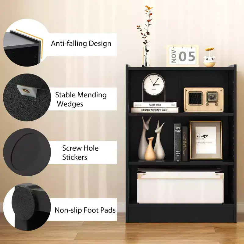 Costway 2 PCS 3-Tier Bookcase Open Multipurpose Display Rack Cabinet with Adjustable Shelves White/Black/Brown