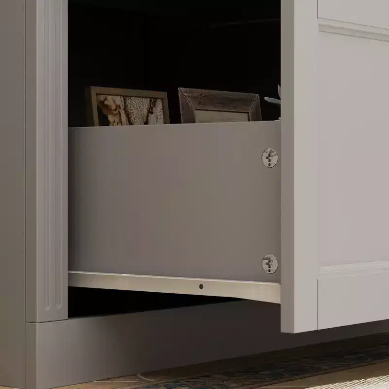 Famapy 47.2W Organizer Glass Doors Display Cabinet Organizer Pantry Gray