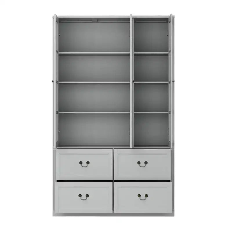 Famapy 47.2W Organizer Glass Doors Display Cabinet Organizer Pantry Gray
