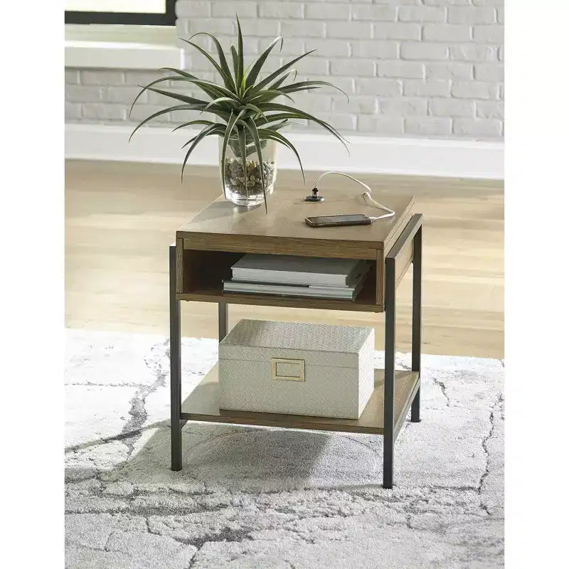 Signature Design by Ashley Table d'appoint contemporaine Fridley Brun/Noir