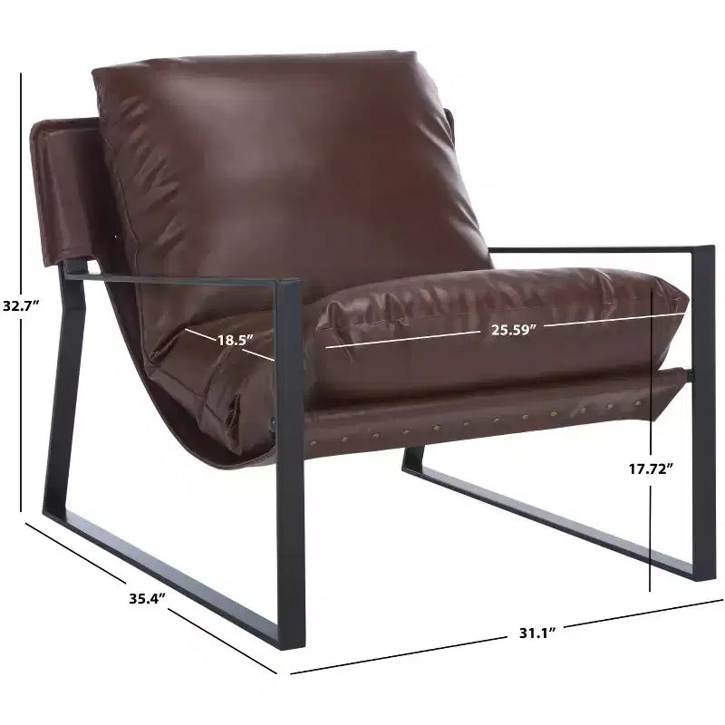 Fauteuil d'appoint Popham avec surmatelas - ACH4520 - Marron foncé/Noir - Safavieh