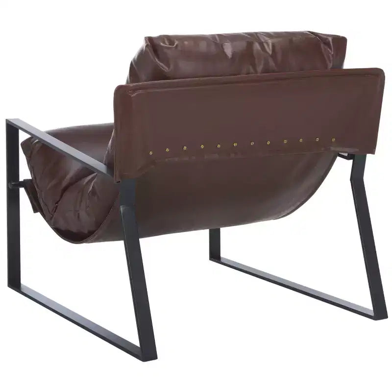 Fauteuil d'appoint Popham avec surmatelas - ACH4520 - Marron foncé/Noir - Safavieh