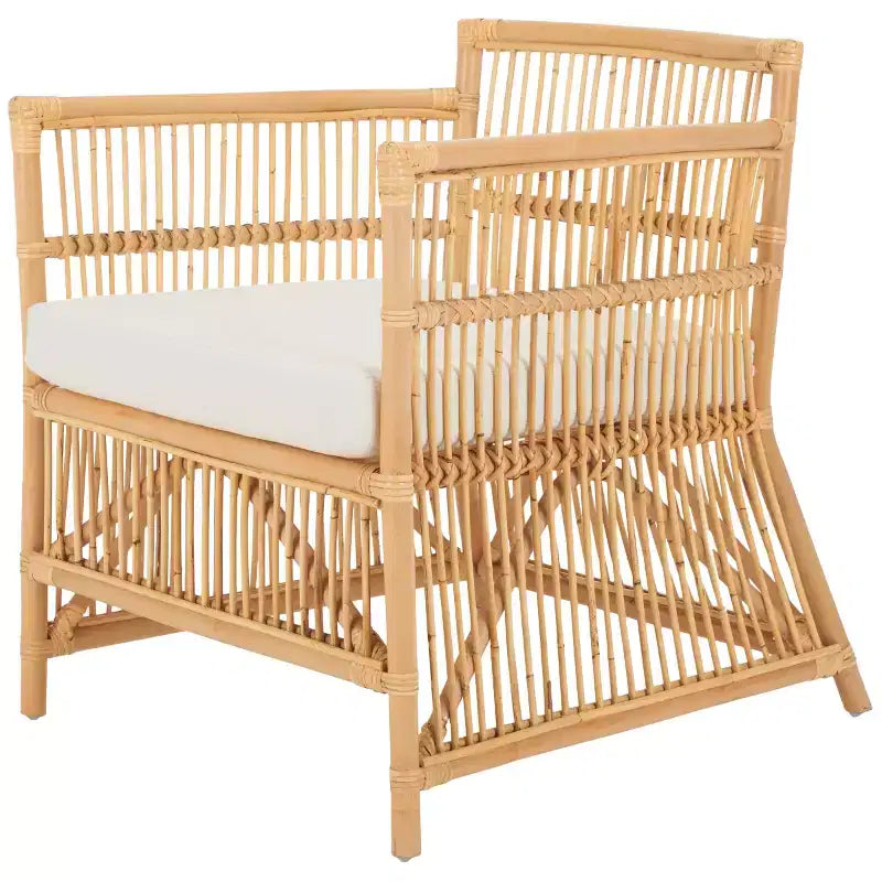 Fauteuil d'appoint Alvis avec coussin - ACH6522A - Blanc/Naturel - Safavieh
