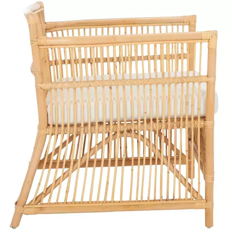 Fauteuil d'appoint Alvis avec coussin - ACH6522A - Blanc/Naturel - Safavieh