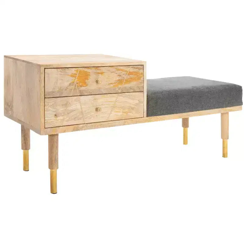 Banc rembourré 2 tiroirs Taft - BCH9000 - Blanc cassé - Safavieh
