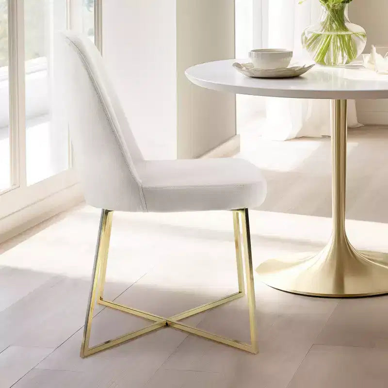 Fauteuils d'appoint modernes Rachelle Well Woven en velours doux avec pieds en métal - Parfaits pour coiffeuse, salon, bureau, salle à manger