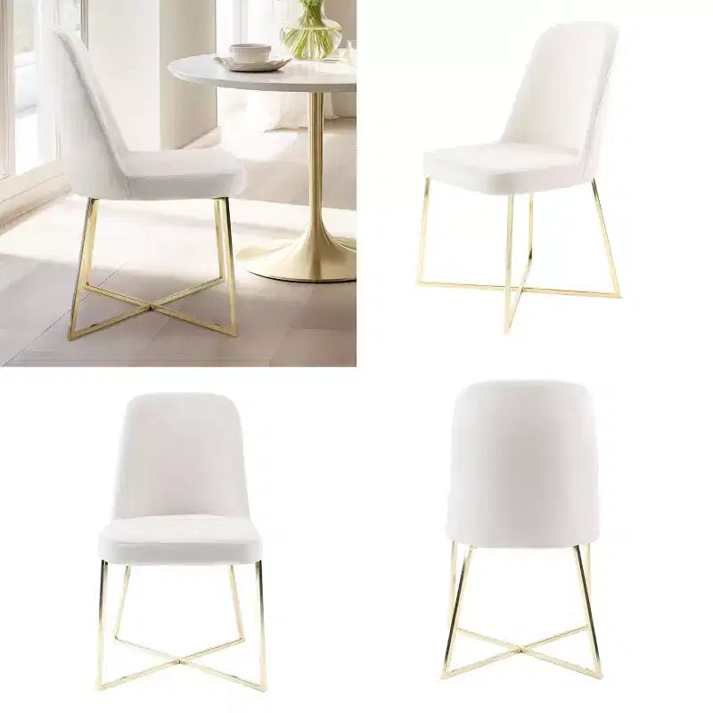 Fauteuils d'appoint modernes Rachelle Well Woven en velours doux avec pieds en métal - Parfaits pour coiffeuse, salon, bureau, salle à manger
