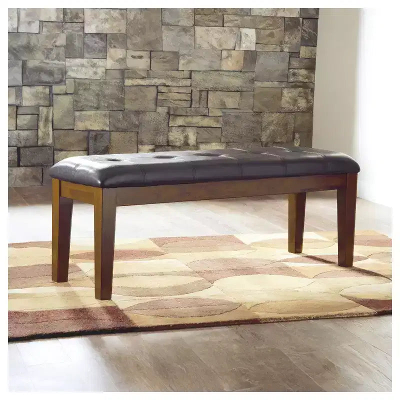 Banc de salle à manger capitonné Signature Design by Ashley Ralene, grand, marron moyen, assise en similicuir