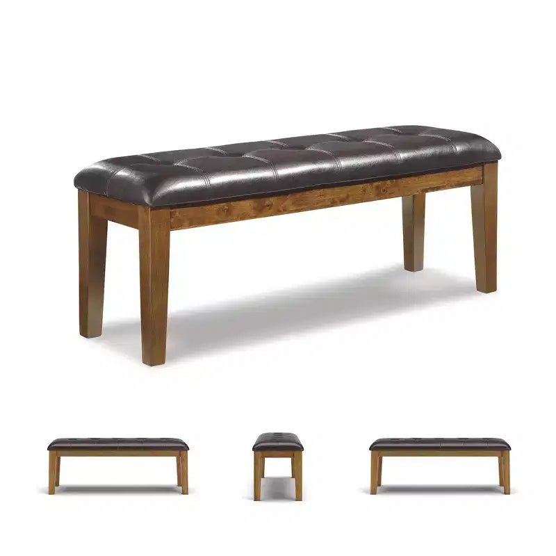 Banc de salle à manger capitonné Signature Design by Ashley Ralene, grand, marron moyen, assise en similicuir