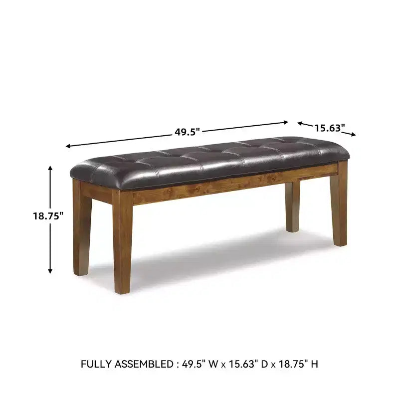Banc de salle à manger capitonné Signature Design by Ashley Ralene, grand, marron moyen, assise en similicuir