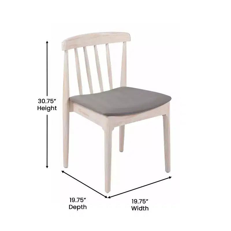 Flash Furniture Chester Commercial Grade Solid Wood Dining Chair with Slatted Backrest and Vinyl Seat