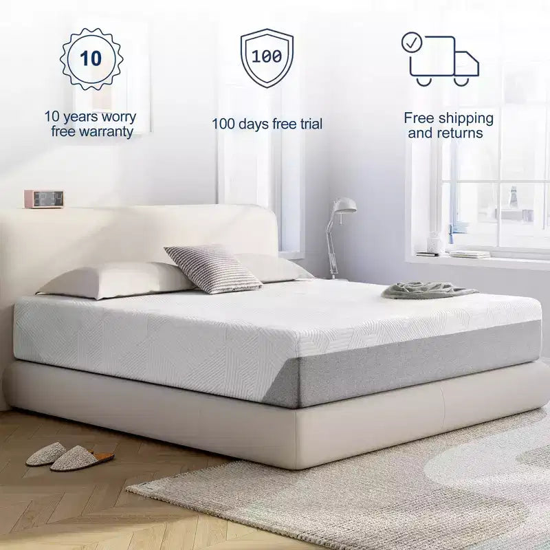 Matelas Wuleitex 10 pouces, matelas en mousse à mémoire de forme, utilisé pour des nuits de sommeil fraîches et matelas en mousse de décompression