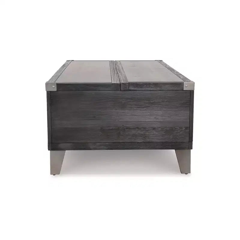 Signature Design by Ashley Todoe Lift Top Coffee Table, Dark Gray Rustic Industrial Cocktail Table with Two Storage Drawers and Removable Trays