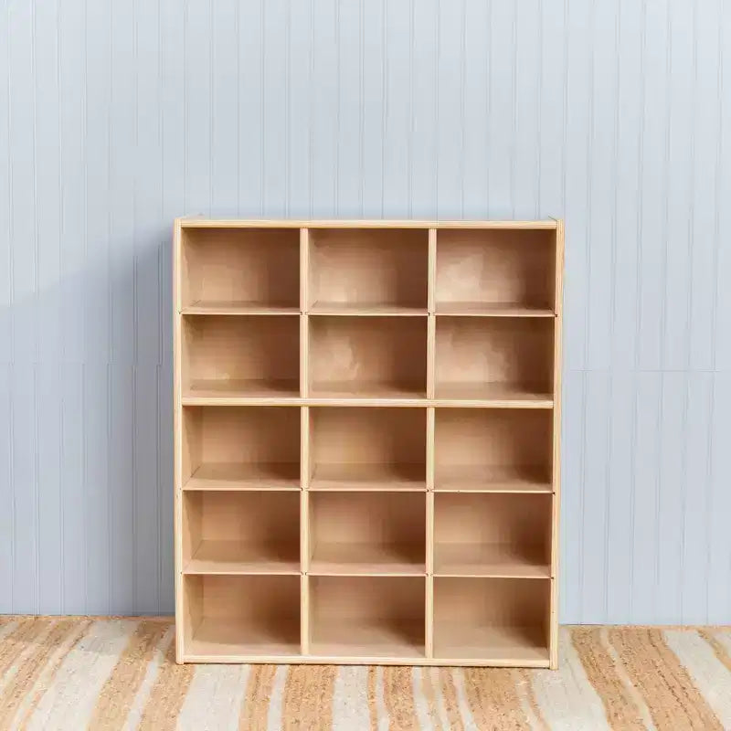 ECR4Kids Streamline 15 Cubby Tray Cabinet with 15 Scoop Front Bins, 5x3, Kids Furniture