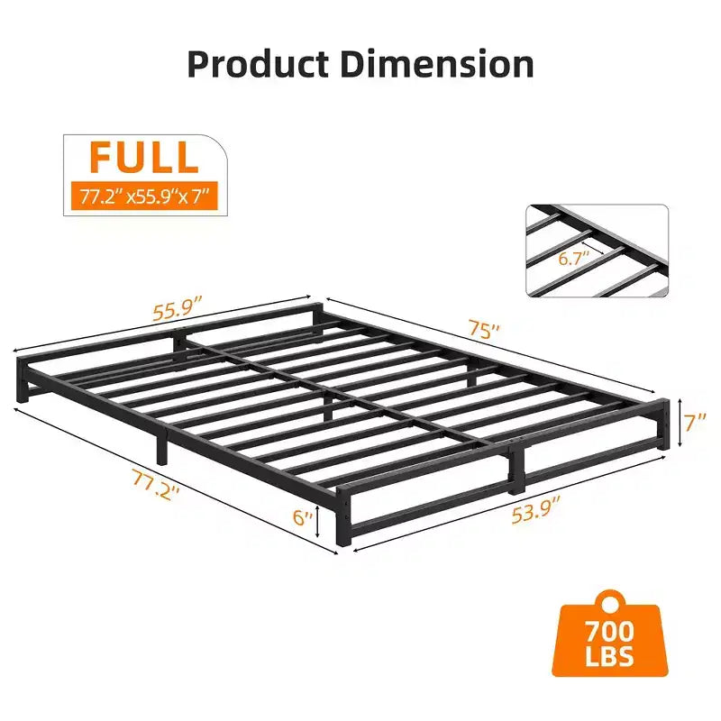6 Inch Twin/Full/Queen/King Size Bed Frame Heavy Duty Metal Platform Bed Frame with Steel Slat Support