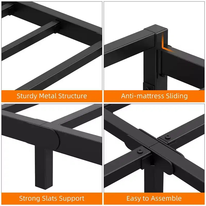 6 Inch Twin/Full/Queen/King Size Bed Frame Heavy Duty Metal Platform Bed Frame with Steel Slat Support