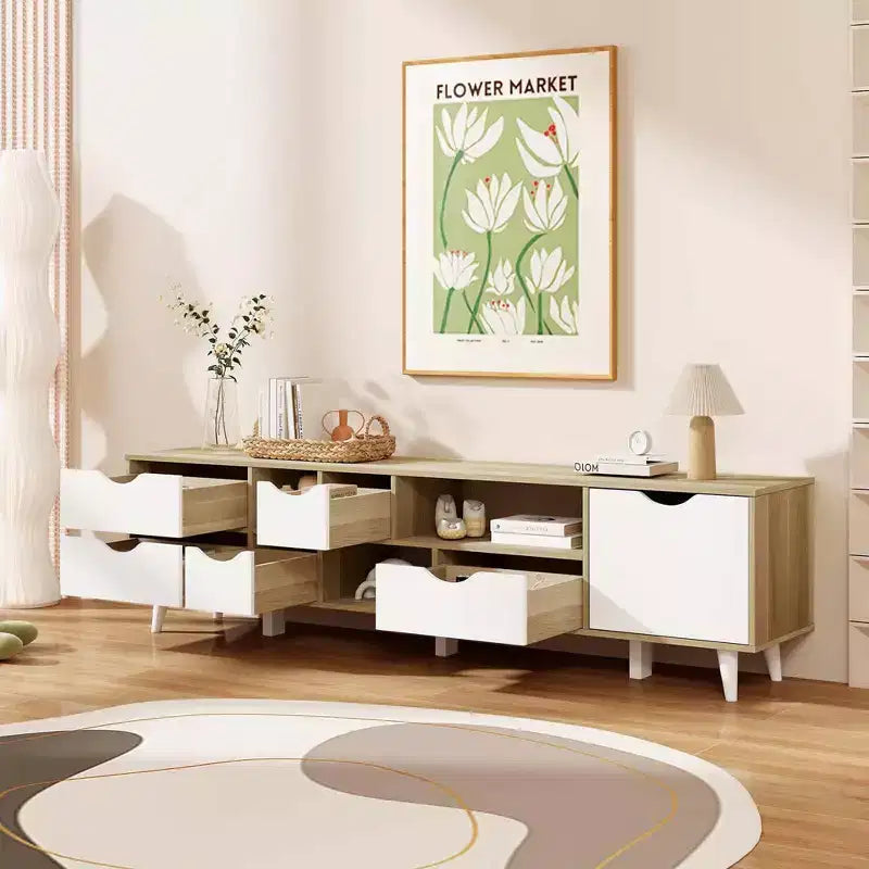 Costway TV Stand for TVs up to 65 with Storage 5 Drawers & 3 Open Shelves for Bedroom