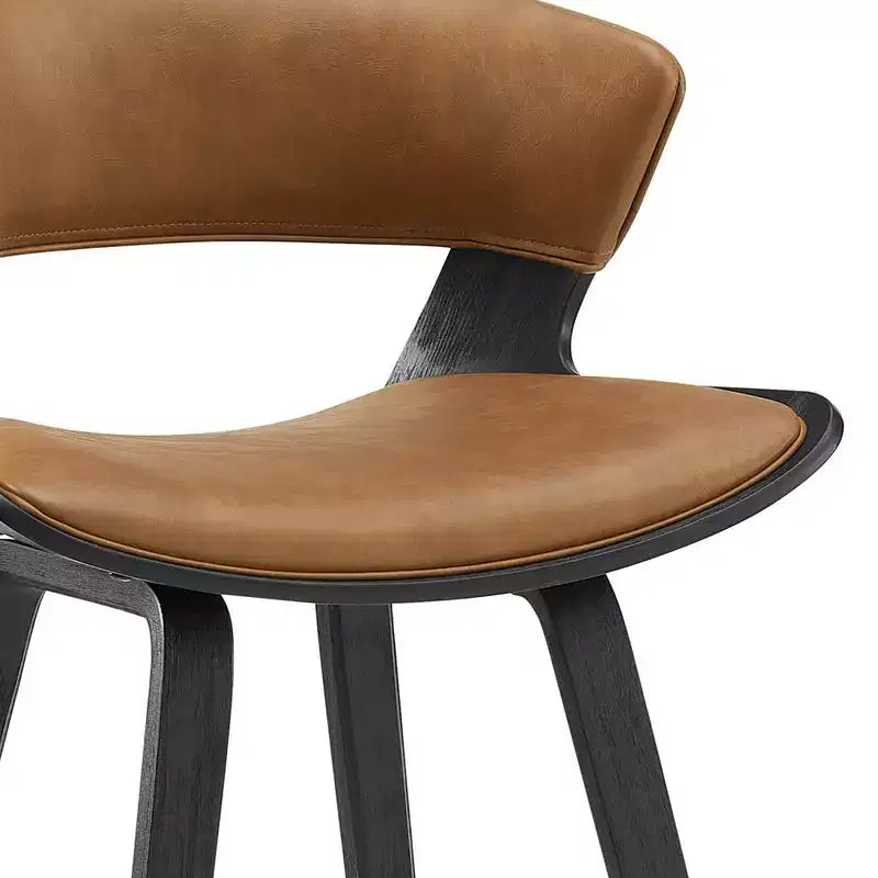 HOMLUX Lot de 2 tabourets de bar en chêne courbé, sièges incurvés ergonomiques, style Mid-Century