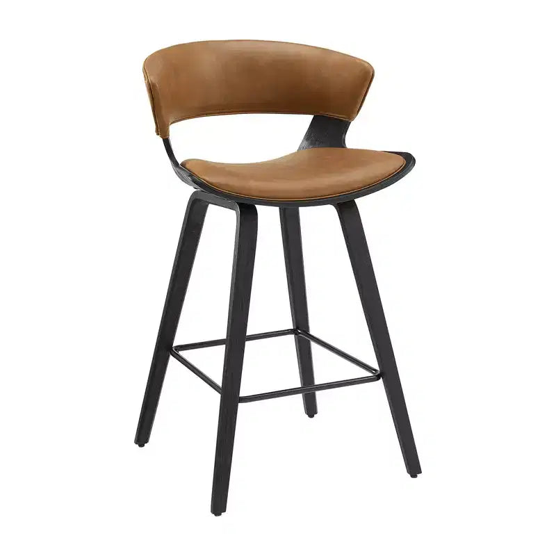 HOMLUX Lot de 2 tabourets de bar en chêne courbé, sièges incurvés ergonomiques, style Mid-Century