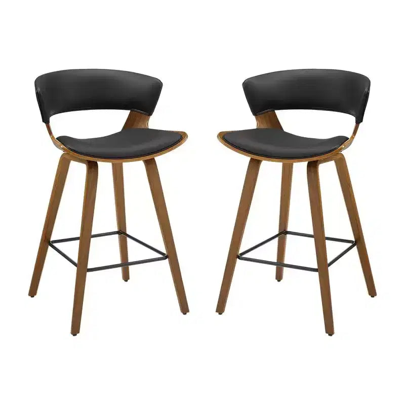 HOMLUX Lot de 2 tabourets de bar en chêne courbé, sièges incurvés ergonomiques, style Mid-Century