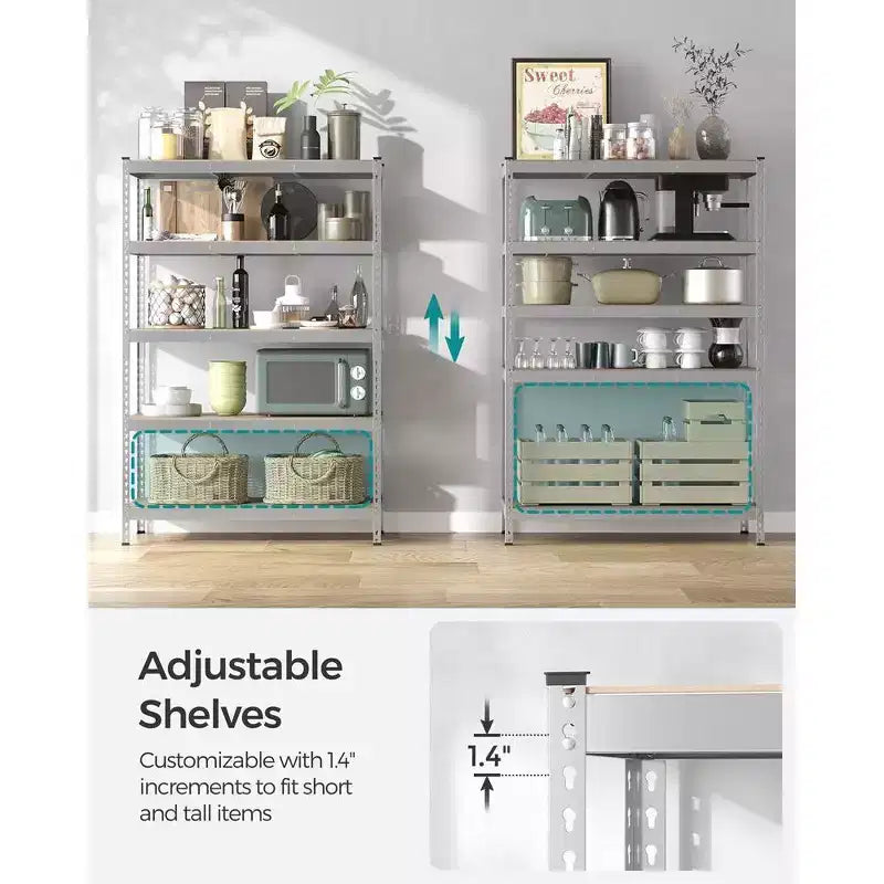 Étagère de rangement à 5 niveaux SONGMICS, pour garage, montage sans boulons, étagère modulable, charge 875 kg, pour abri de jardin, entrepôt, cave, cuisine