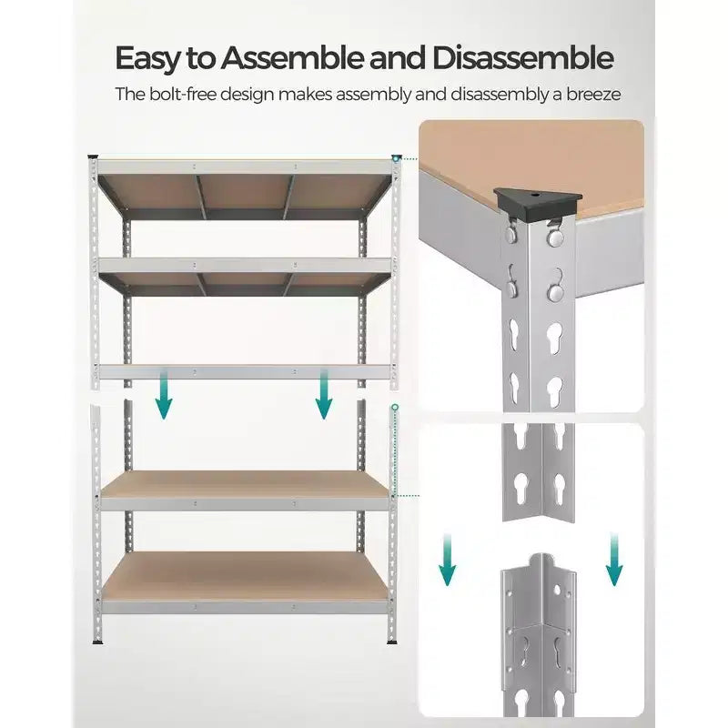 Étagère de rangement à 5 niveaux SONGMICS, pour garage, montage sans boulons, étagère modulable, charge 875 kg, pour abri de jardin, entrepôt, cave, cuisine