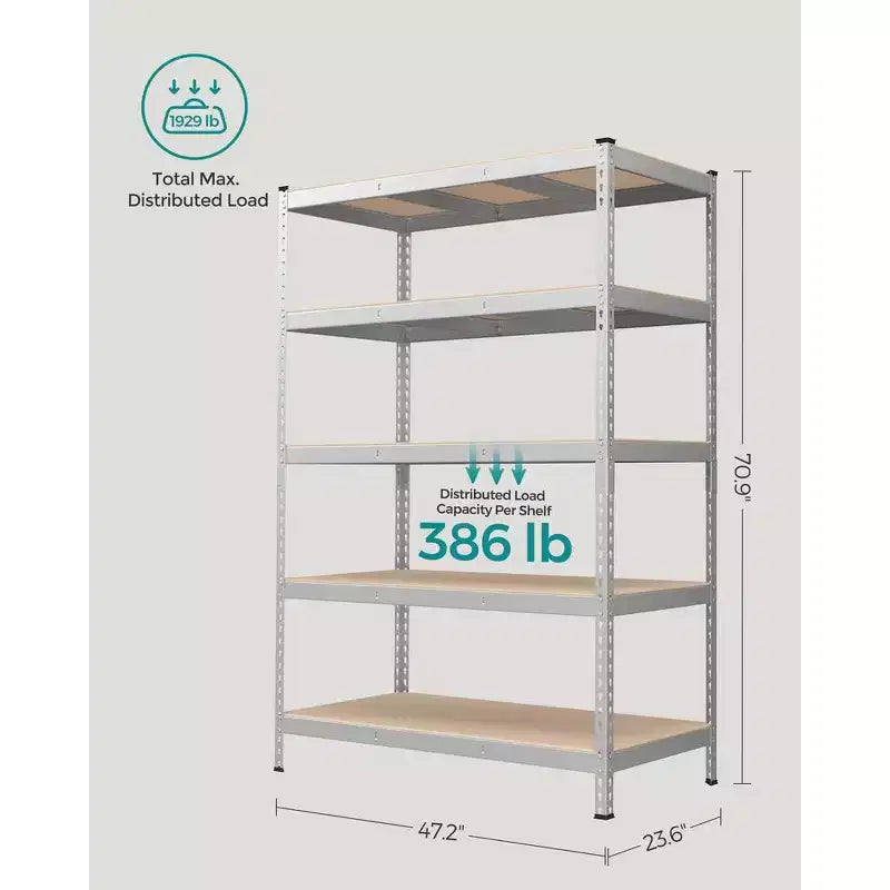 Étagère de rangement à 5 niveaux SONGMICS, pour garage, montage sans boulons, étagère modulable, charge 875 kg, pour abri de jardin, entrepôt, cave, cuisine