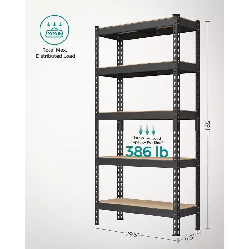 Étagère de rangement à 5 niveaux SONGMICS, pour garage, montage sans boulons, étagère modulable, charge 875 kg, pour abri de jardin, entrepôt, cave, cuisine