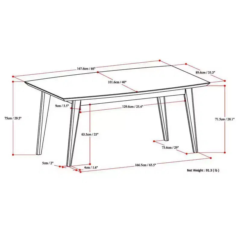 Table de salle à manger rectangulaire WyndenHall Tierney de style Mid-Century