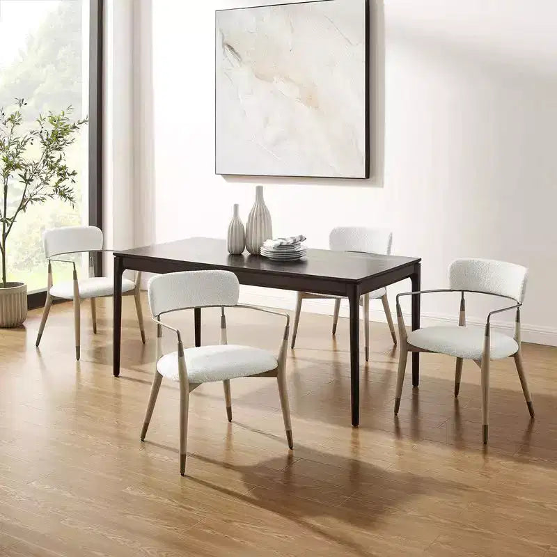 HOMLUX Set of 2 Upholstered Accent Dining Chairs Arm Rest Curved Backrest