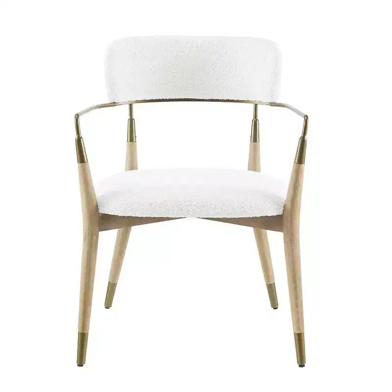 HOMLUX Set of 2 Upholstered Accent Dining Chairs Arm Rest Curved Backrest