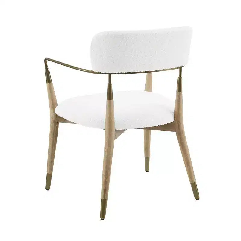 HOMLUX Set of 2 Upholstered Accent Dining Chairs Arm Rest Curved Backrest