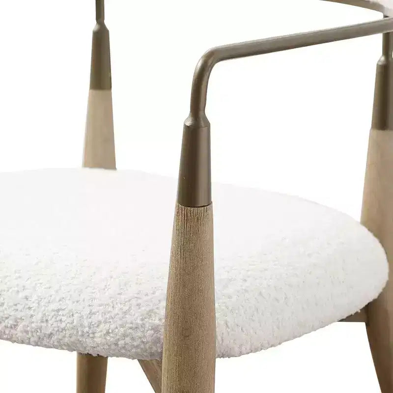 HOMLUX Set of 2 Upholstered Accent Dining Chairs Arm Rest Curved Backrest