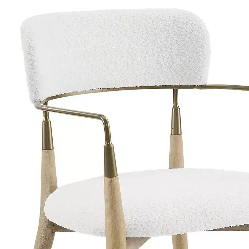 HOMLUX Set of 2 Upholstered Accent Dining Chairs Arm Rest Curved Backrest