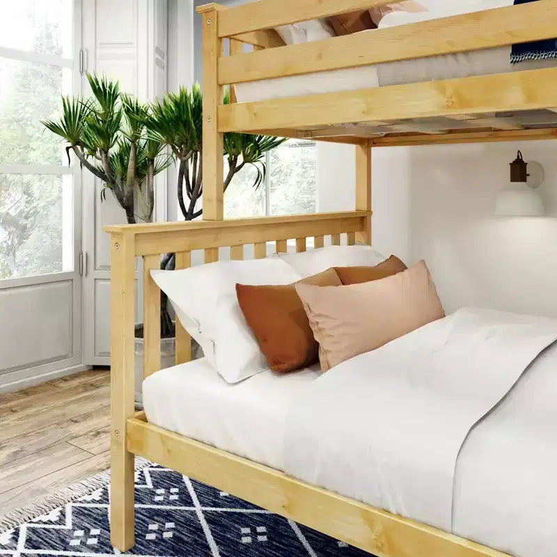 Lit superposé simple sur double en bois massif Plank+Beam, aucun sommier tapissier requis
