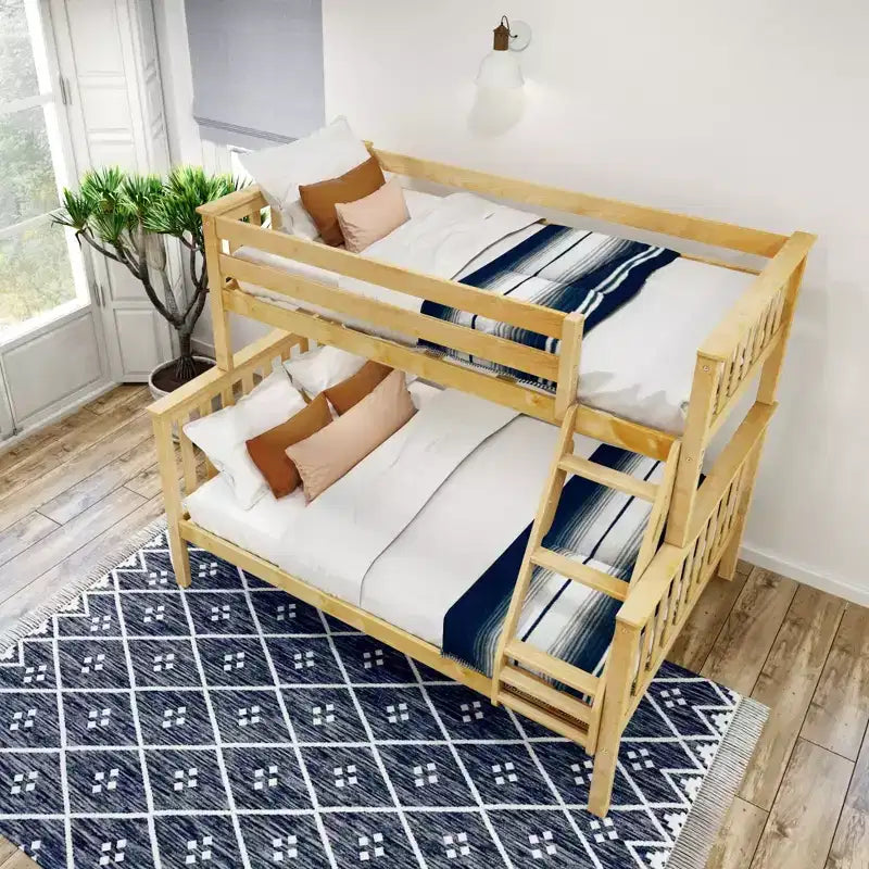 Lit superposé simple sur double en bois massif Plank+Beam, aucun sommier tapissier requis
