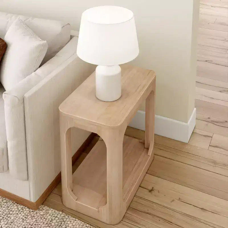 Plank+Beam Rectangular Side Table with Shelf, Slim Side Table for Living Room