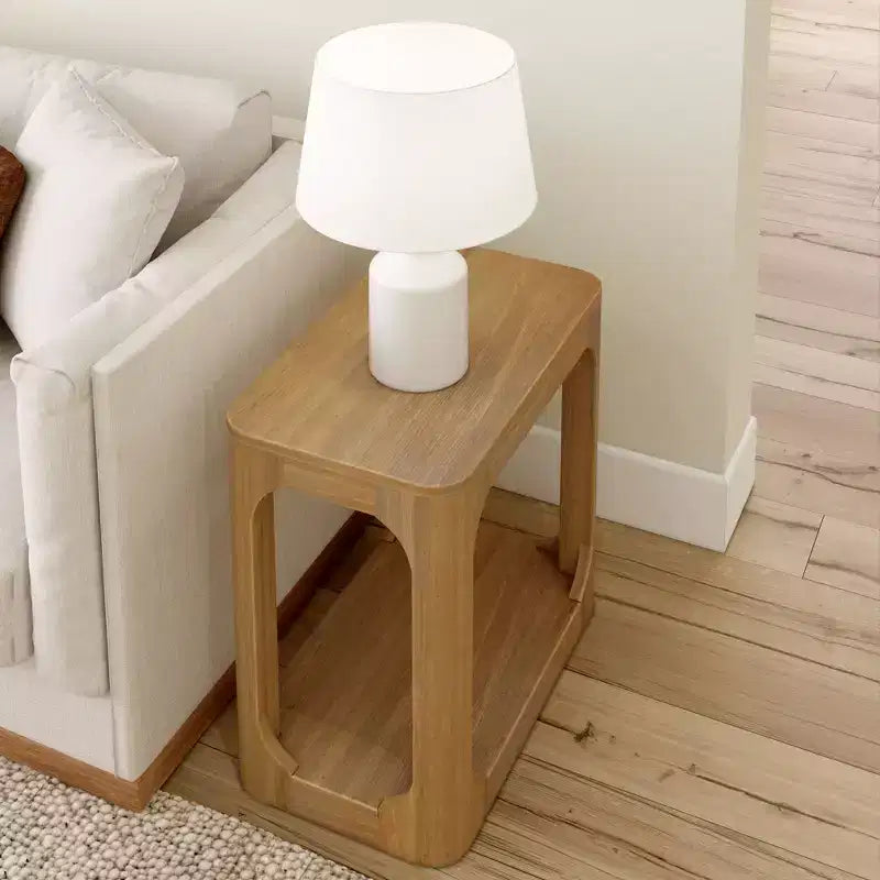 Plank+Beam Rectangular Side Table with Shelf, Slim Side Table for Living Room