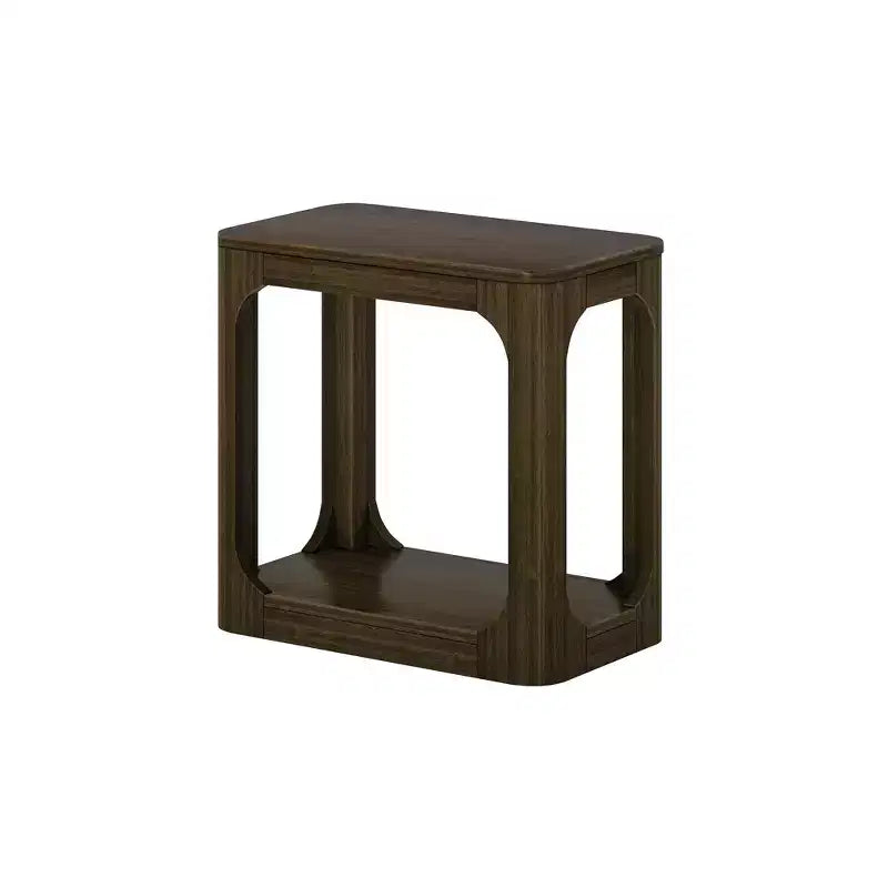 Plank+Beam Rectangular Side Table with Shelf, Slim Side Table for Living Room