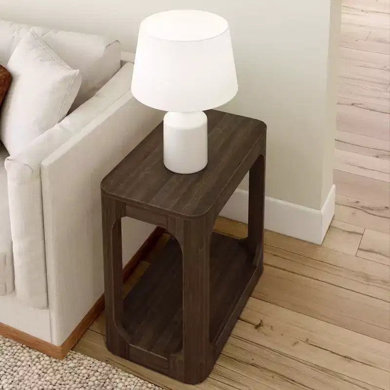 Plank+Beam Rectangular Side Table with Shelf, Slim Side Table for Living Room